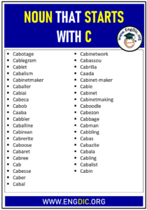 400+ Nouns That Start With C (All Types And Pictures) - EngDic