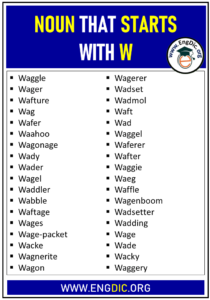 300+ Nouns That Starts With W (all Types And Pictures) - Engdic