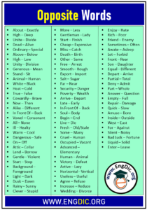 +2000 Opposite Words/Antonyms List A to Z - EngDic