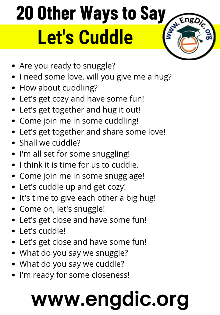 other ways to say lets cuddle