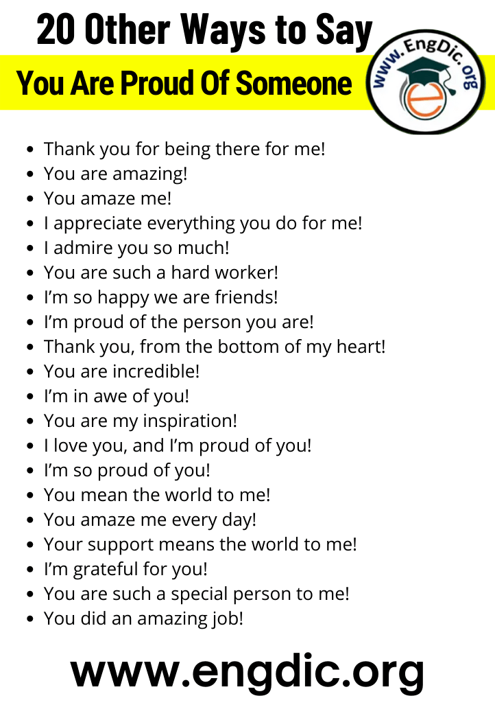 other ways to say you are proud of someone