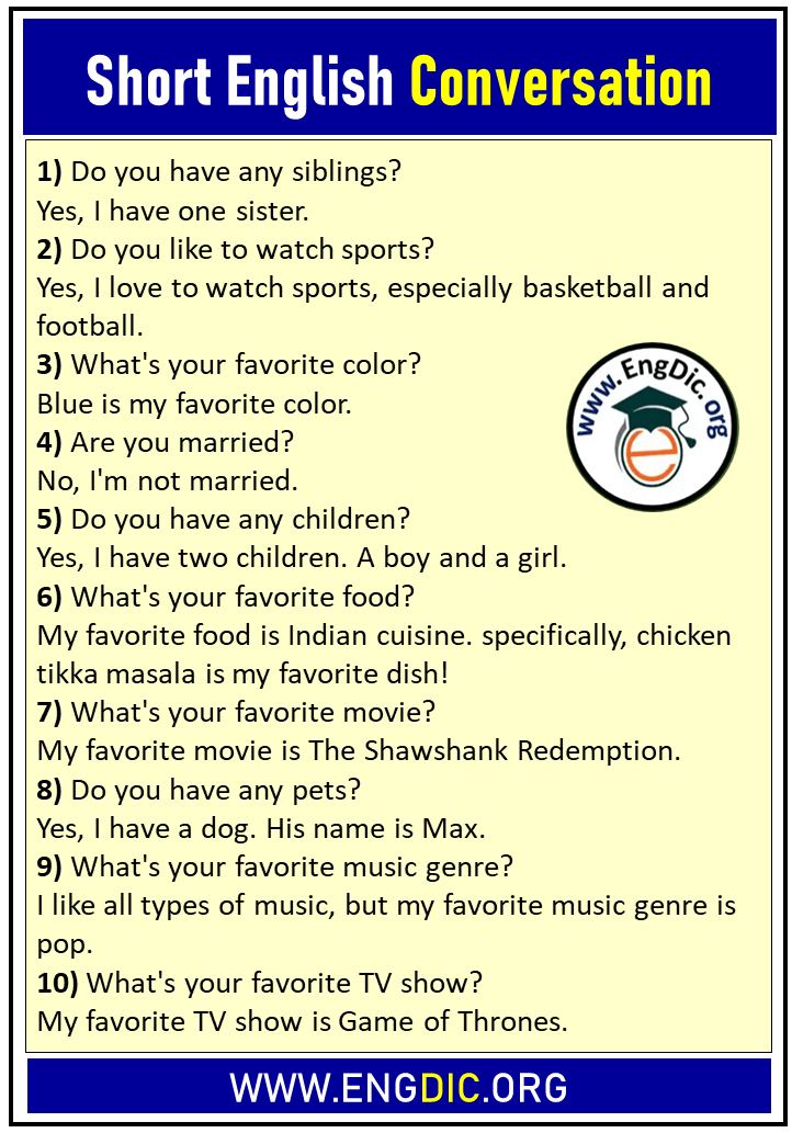 100 Short English Conversation Examples Sentences Engdic 