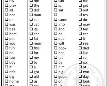 Spelling Words For 5-6 Year Olds (Year 1)