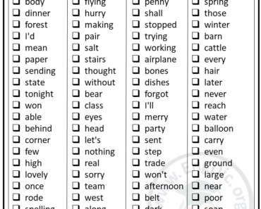 Spelling Words For 7-8 Year Olds (Year 3)