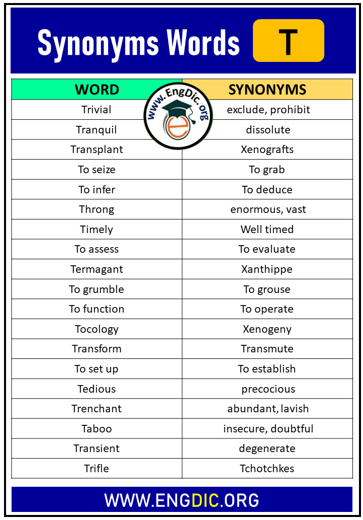synonyms with t