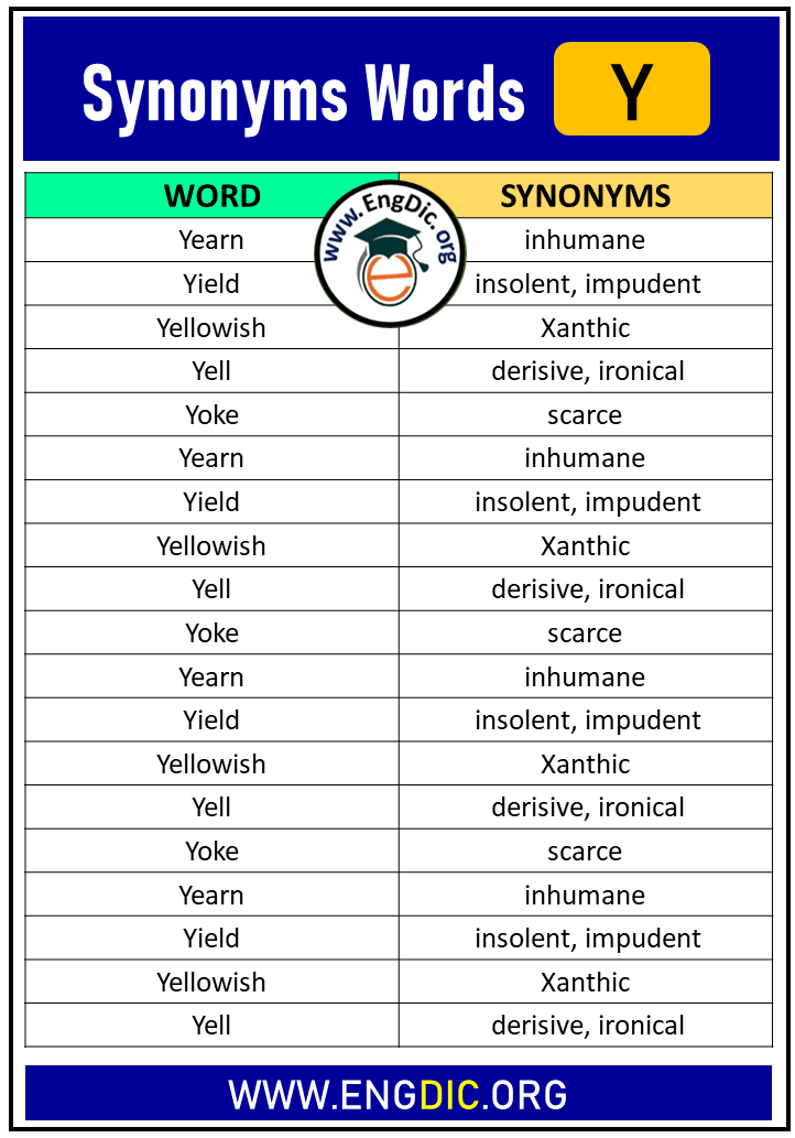 100 Synonyms That Starts With Y Synonyms With Y EngDic