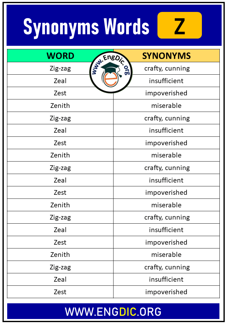 synonyms with z