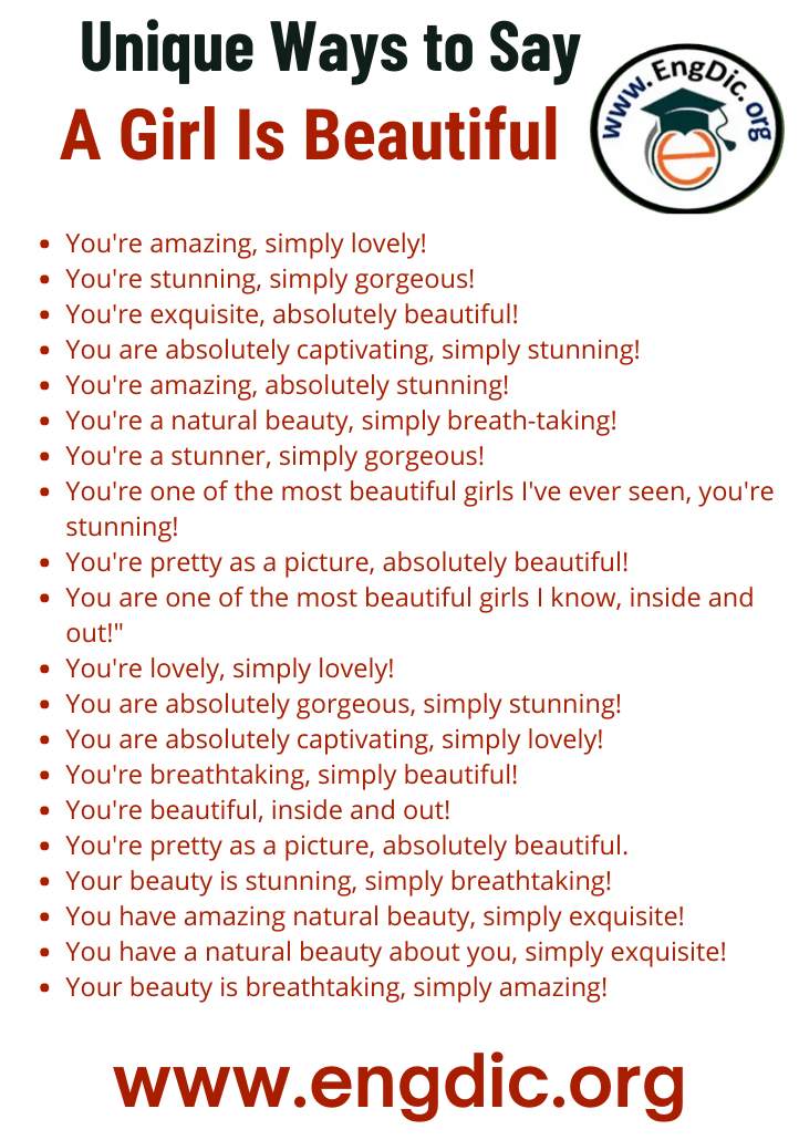 unique ways to say a girl is beautiful