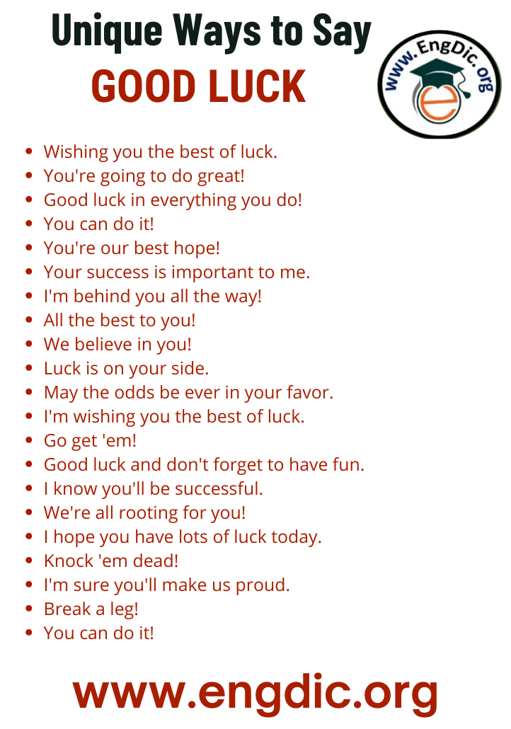 unique ways to say good luck