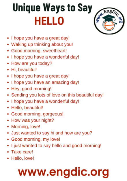 Time to say hello. Funny ways to say hello.