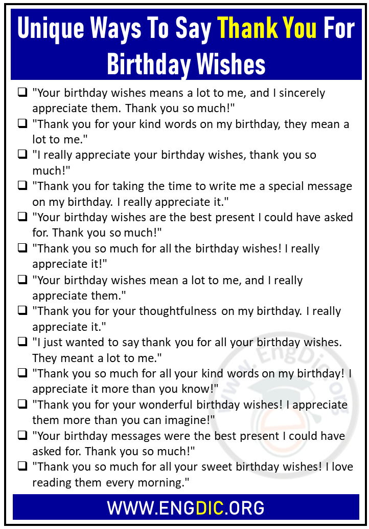 unique ways to say thank you for birthday wishes