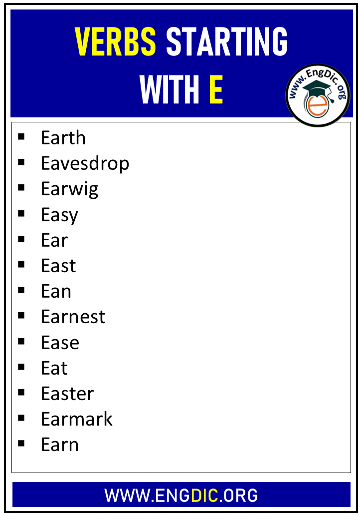 verbs starting with e