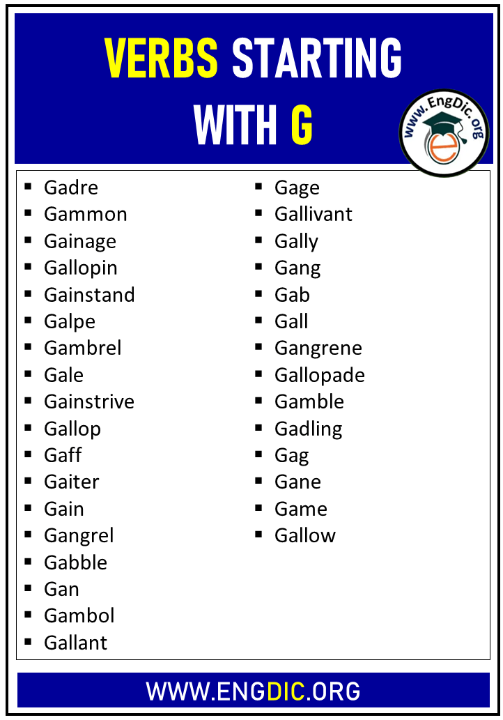 320 Verbs Starting With G (Complete List) - EngDic