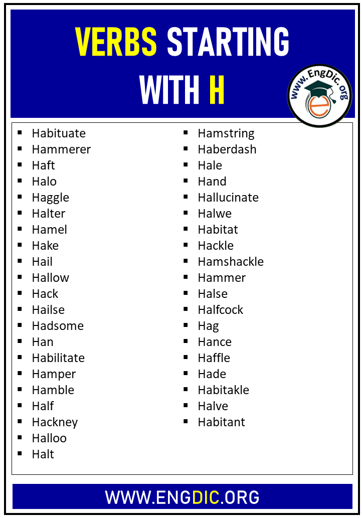 250 Verbs Starting With H (Complete List) - EngDic