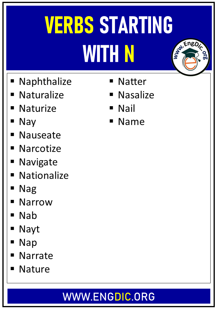 verb words that start with n