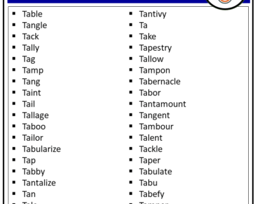 340 Verbs Starting With T
