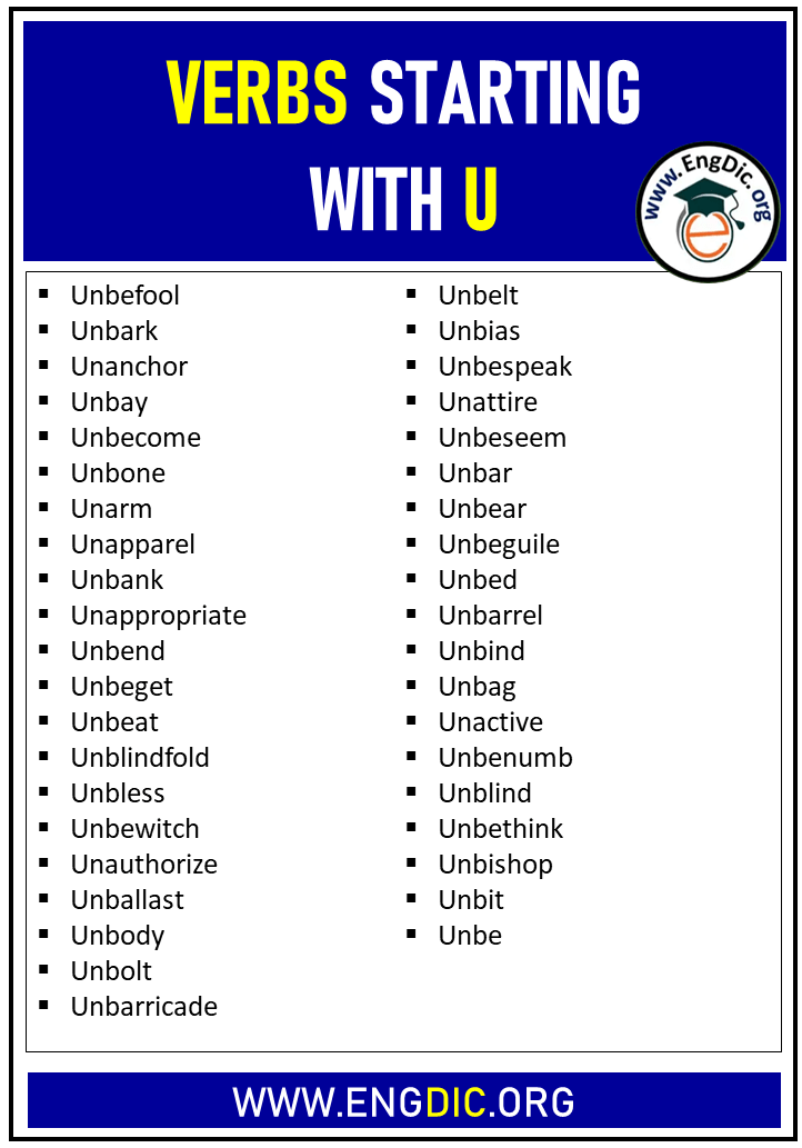 verbs starting with u