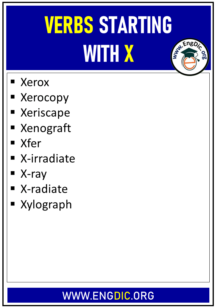 verbs starting with x