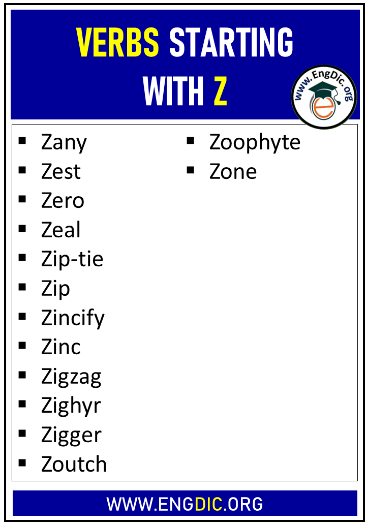 verbs starting with z