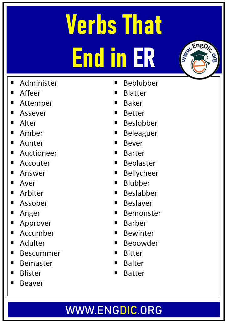 verbs that end in er