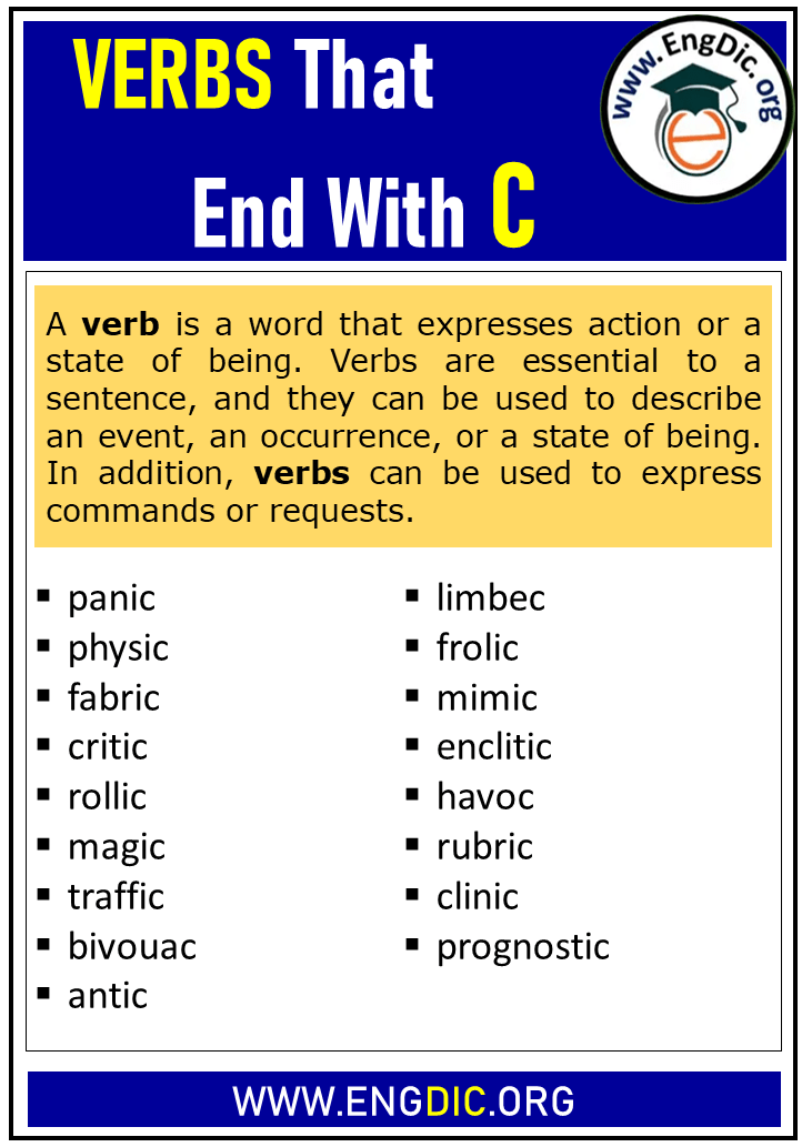 verbs that end with c