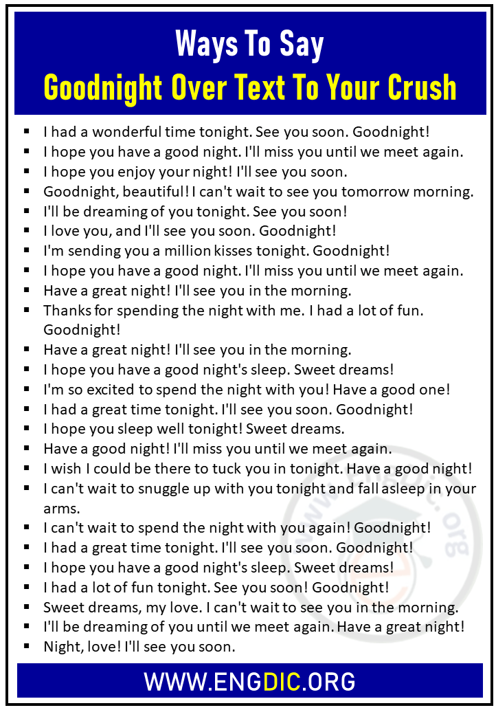 ways to say goodnight over text to your crush