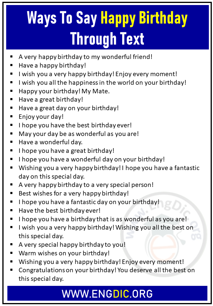 ways to say happy birthday through text