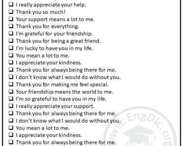 Words To Say Thank You And Appreciation