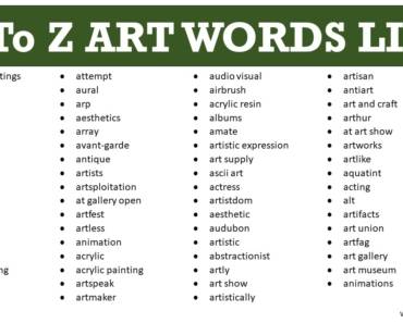 A To Z Art Words List, Art Vocabulary Words