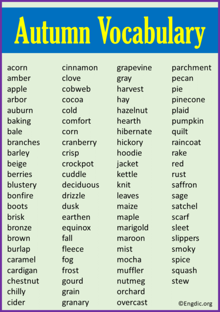 Fall Words, Autumn Words Starting with A to Z (2024) - EngDic