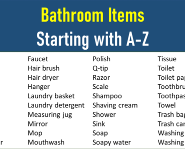Bathroom Items Starting With A to Z