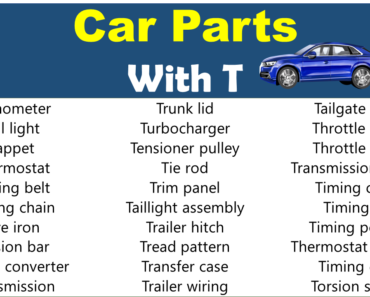 250+ Car Parts That Start With T