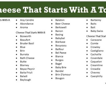 Cheese Starting With A To Z