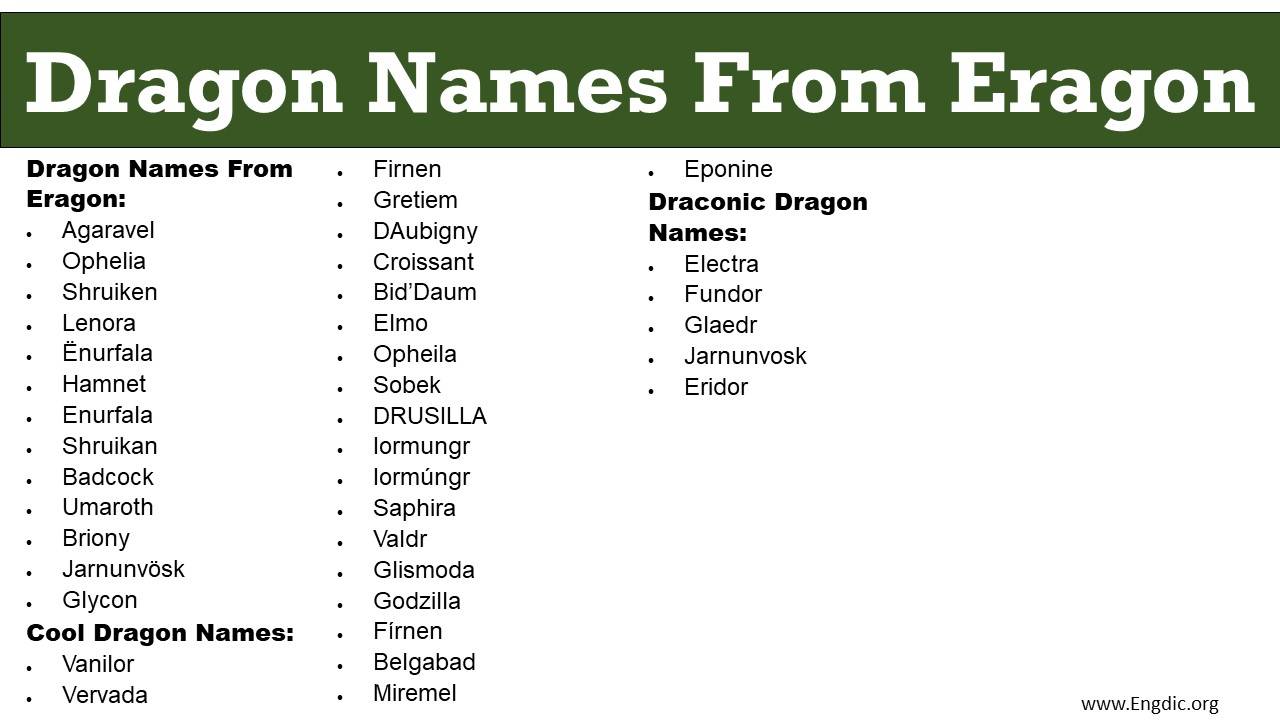 All Dragon Names From Eragon - EngDic