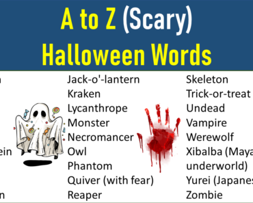 List of Halloween Vocabulary Words Starting With A to Z