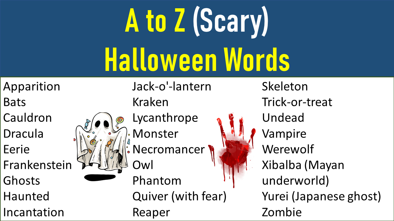 Halloween Vocabulary Words Starting With A to Z