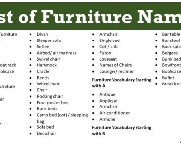 Furniture Beginning with A To Z