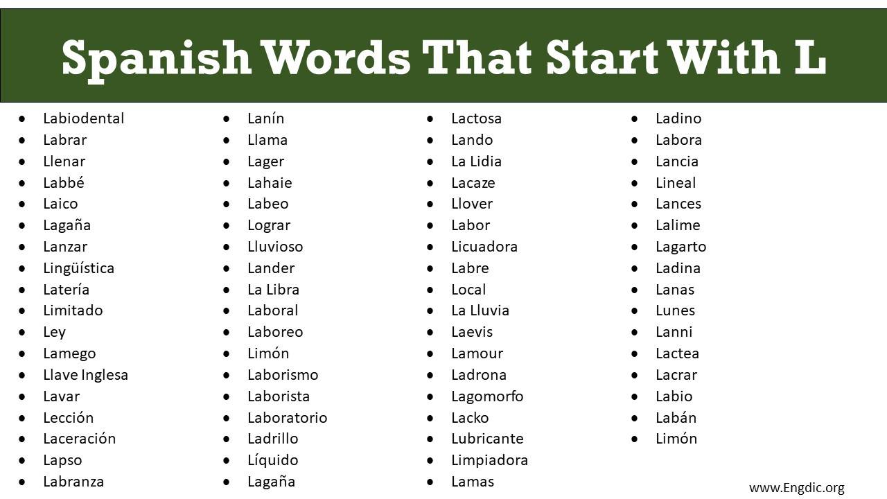 200+ Spanish Words That Start With L EngDic