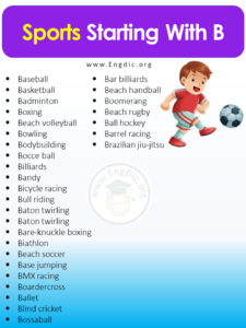 Sports Names List: Sports Beginning With A To Z - EngDic