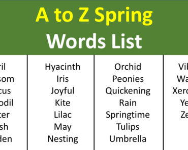 300+ Spring Words Starting With A To Z -(Spring Vocabulary)