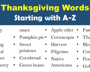 A To Z Thanksgiving Words List (Heartfelt Words)