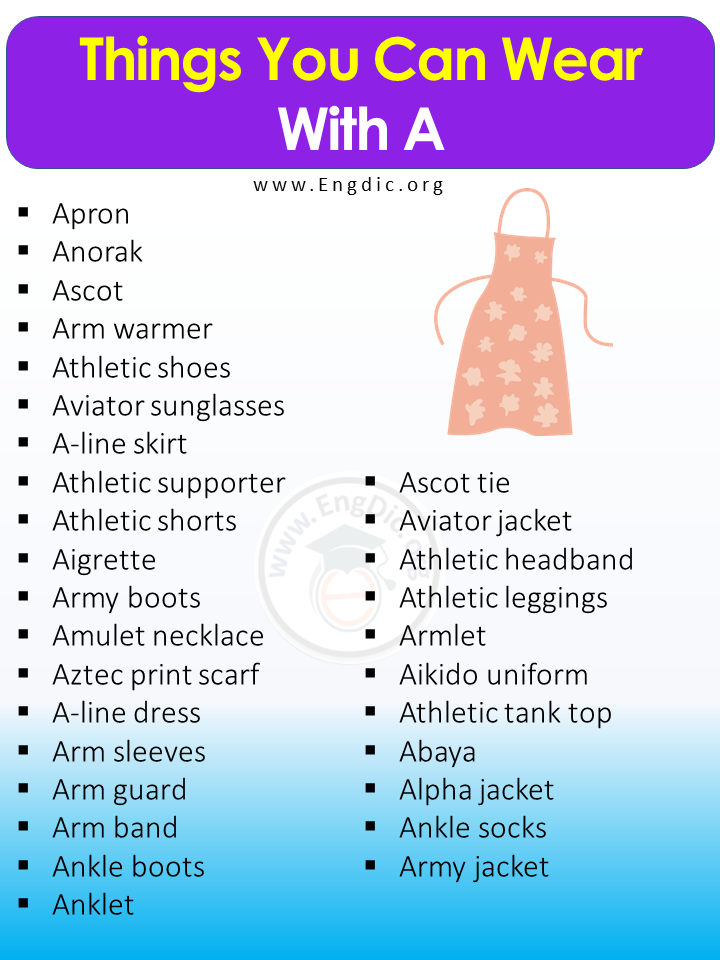 Something You Wear Beginning With A to Z, All Things You Wear – EngDic