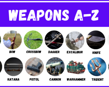 A To Z Weapons Vocabulary Word List