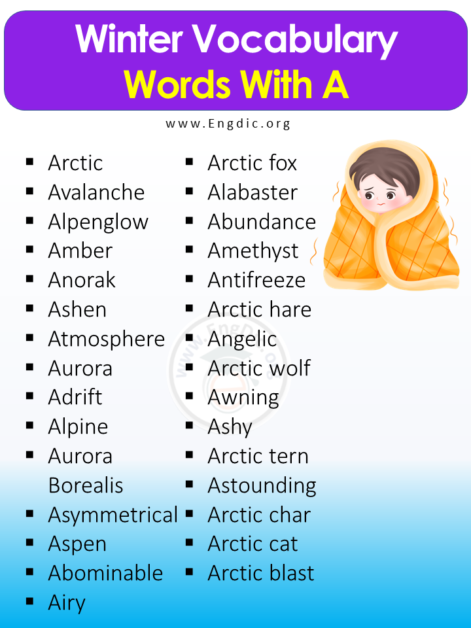 Winter Words Starting With A to Z -Winter Vocabulary List - EngDic