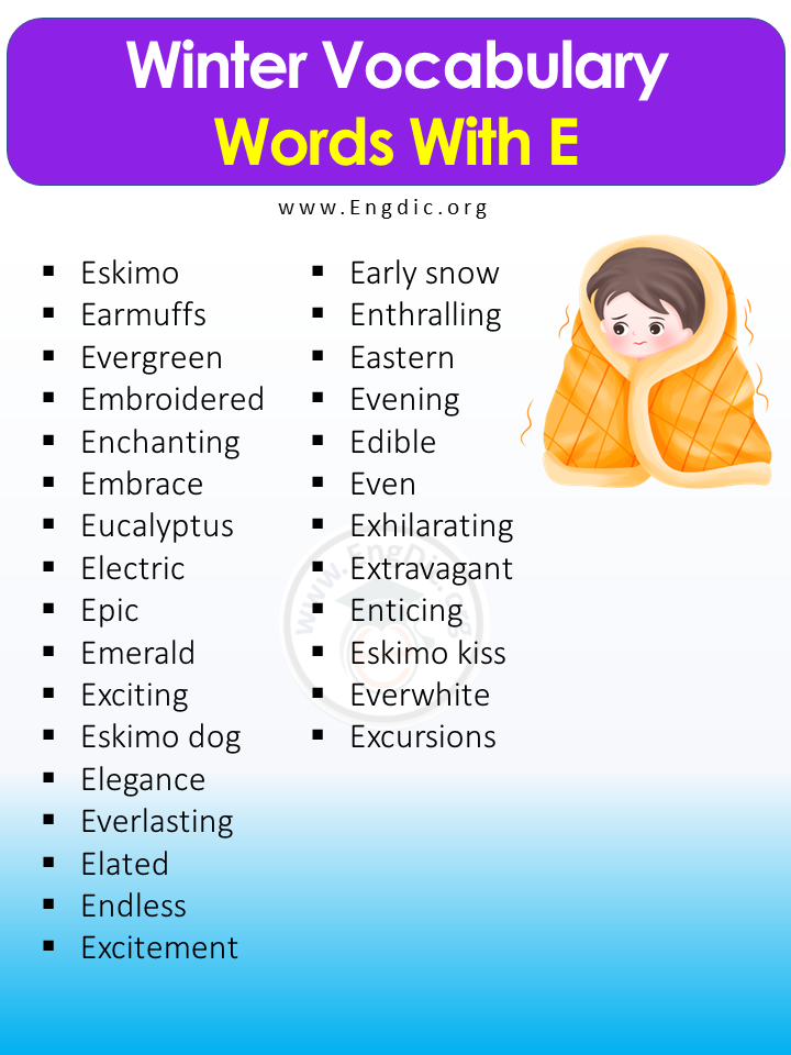 Winter Vocabulary Words With E