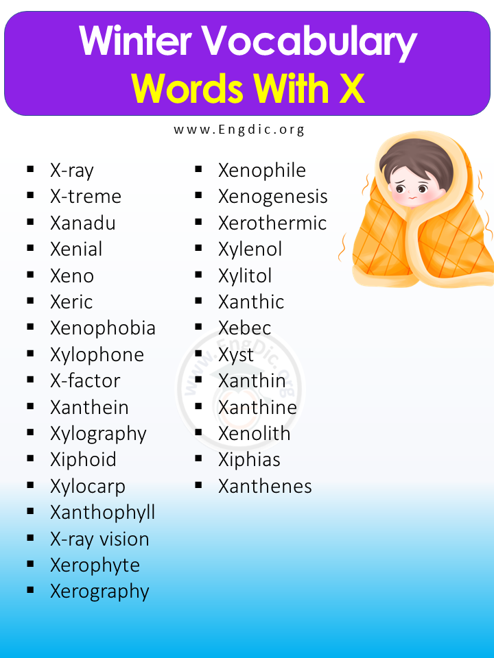 Winter Vocabulary Words With X