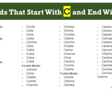 Words That Start With C And End With A