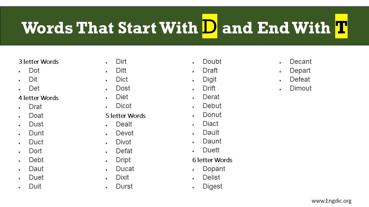 Words That Start With D and End With T
