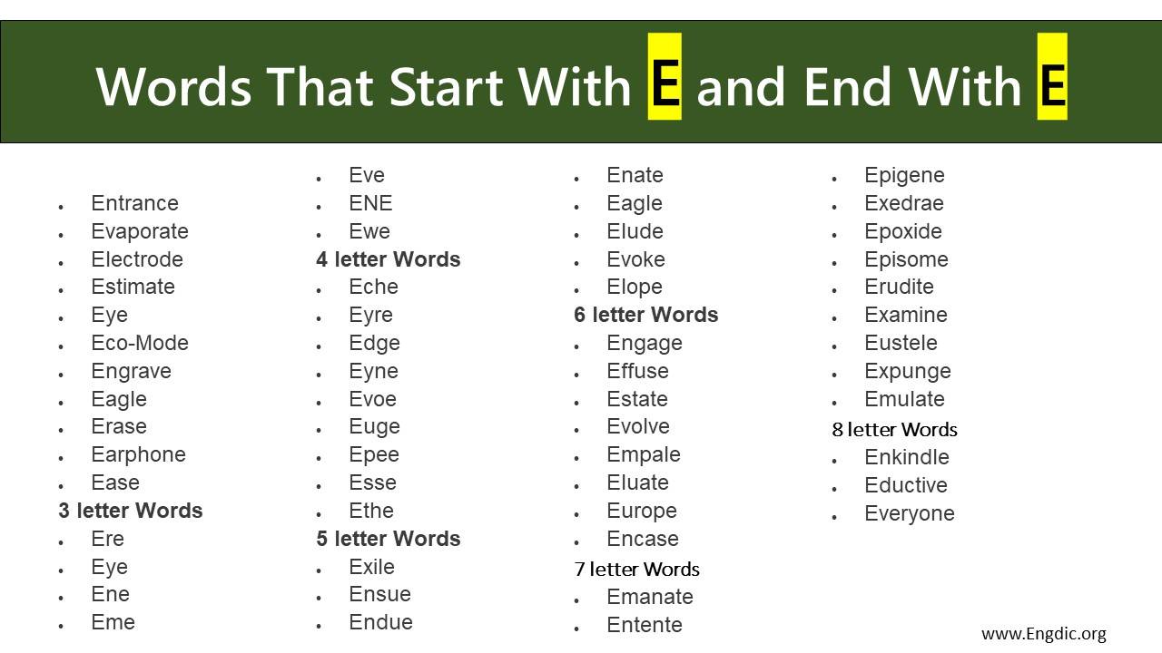 What Begin With E And End With E