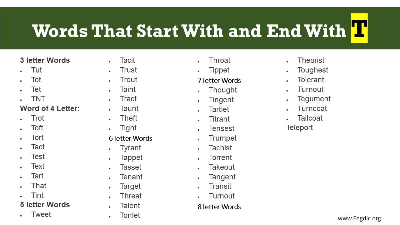 Words That Start With and End With T